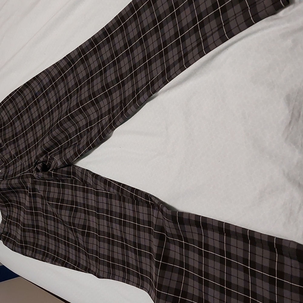 Flat front plaid pants